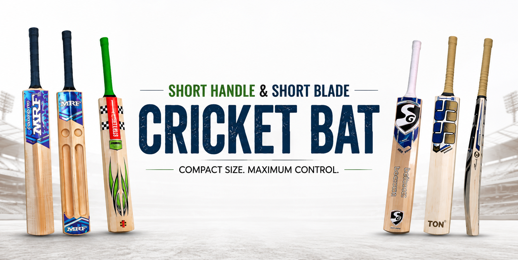 Short Handle and Short Blade Cricket Bats