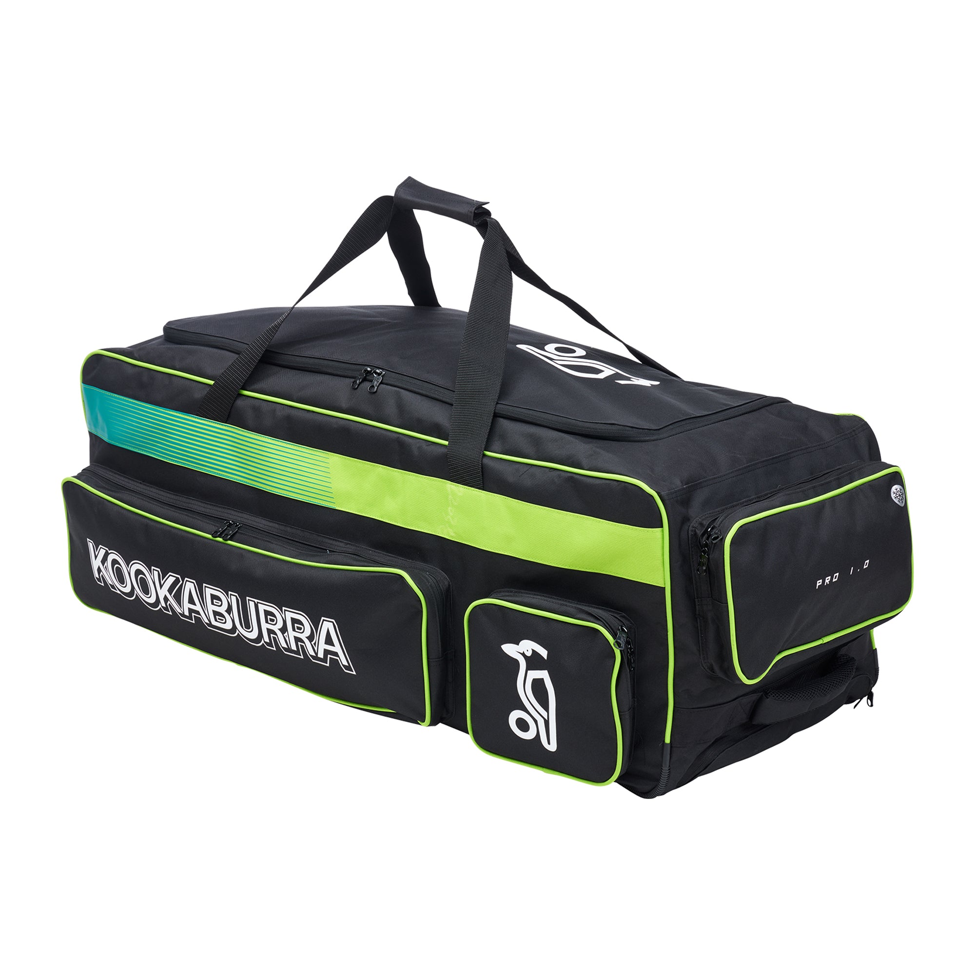 Kookaburra Pro 1.0 Wheel Cricket Kit Bag Black/Lime