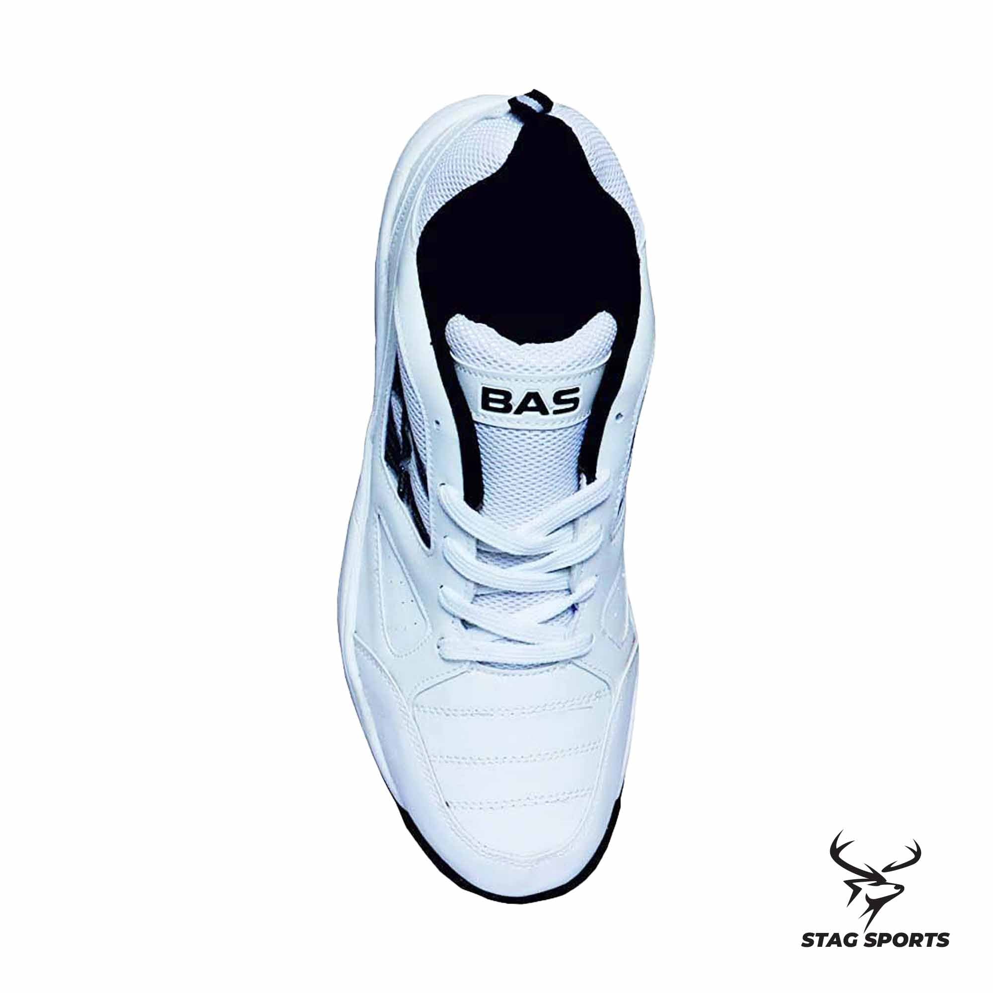 Bas Rubber Spike Cricket Shoes - Black/White