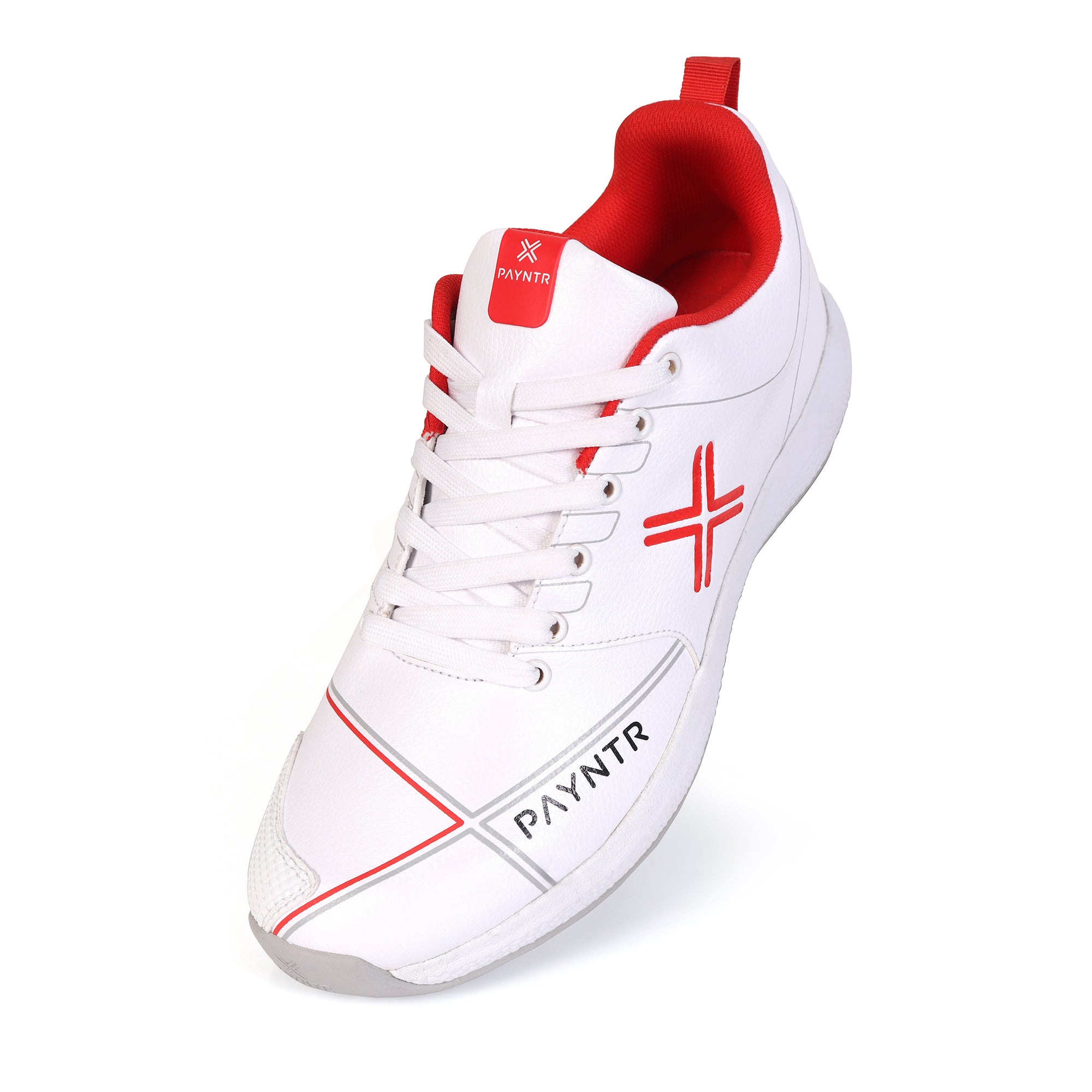 PAYNTR X Pimple Cricket Shoes Rubber White/Red