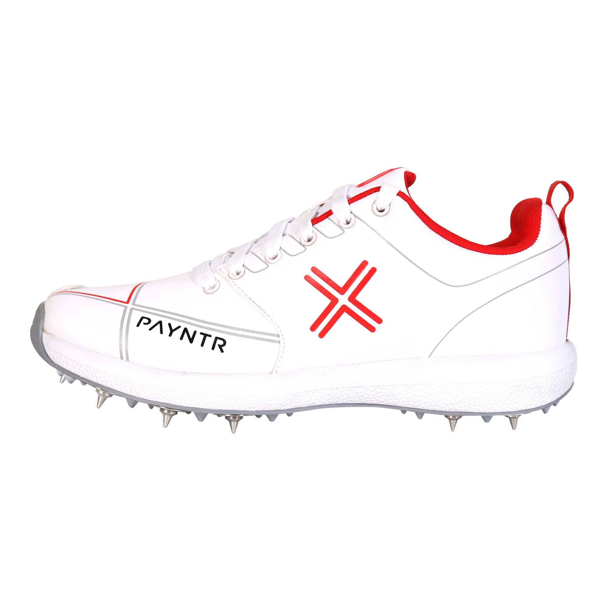 PAYNTR X Spike Cricket Shoes White/Red