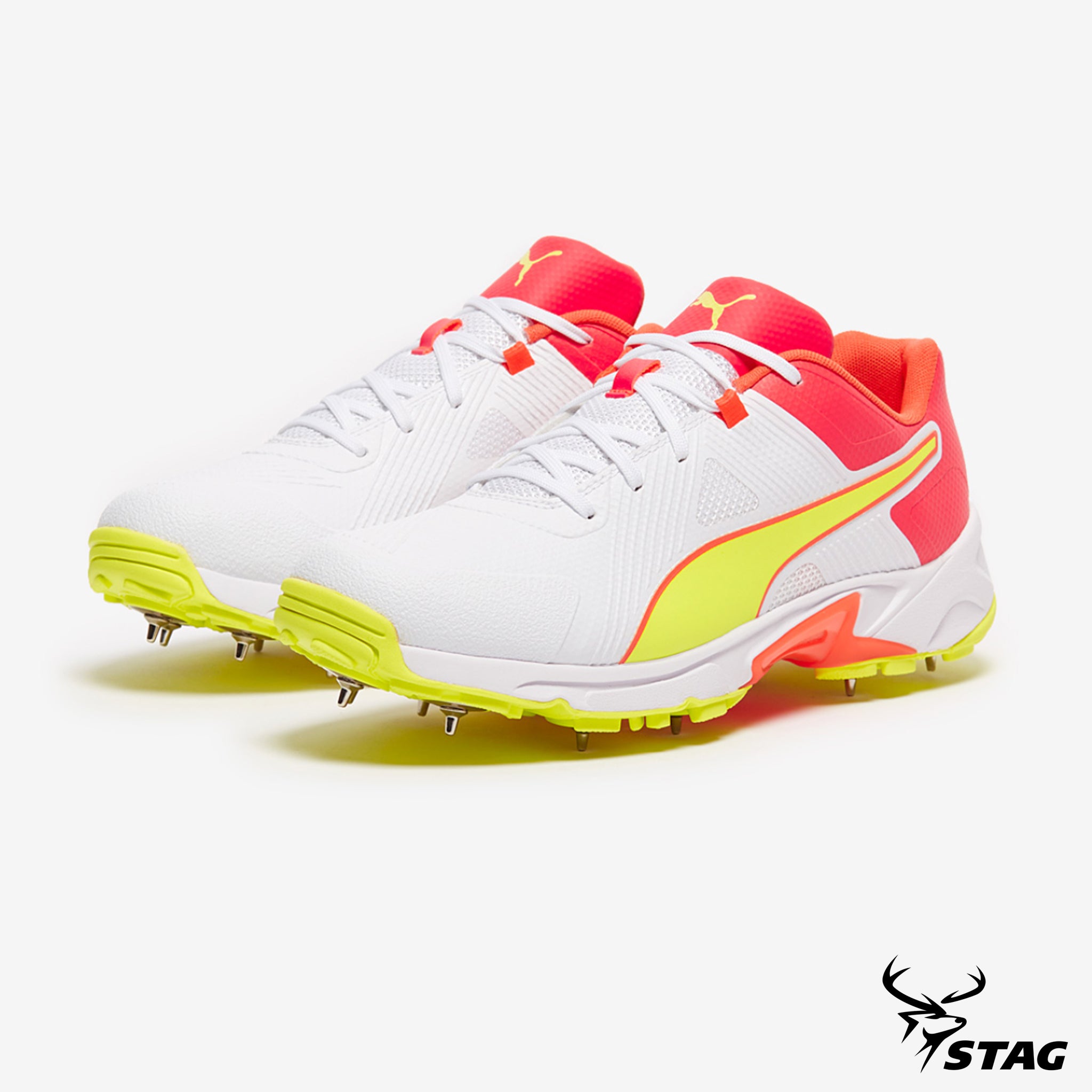 Puma 19.1 Spike Cricket Shoes - White/Red/Yellow - Stag Sports
