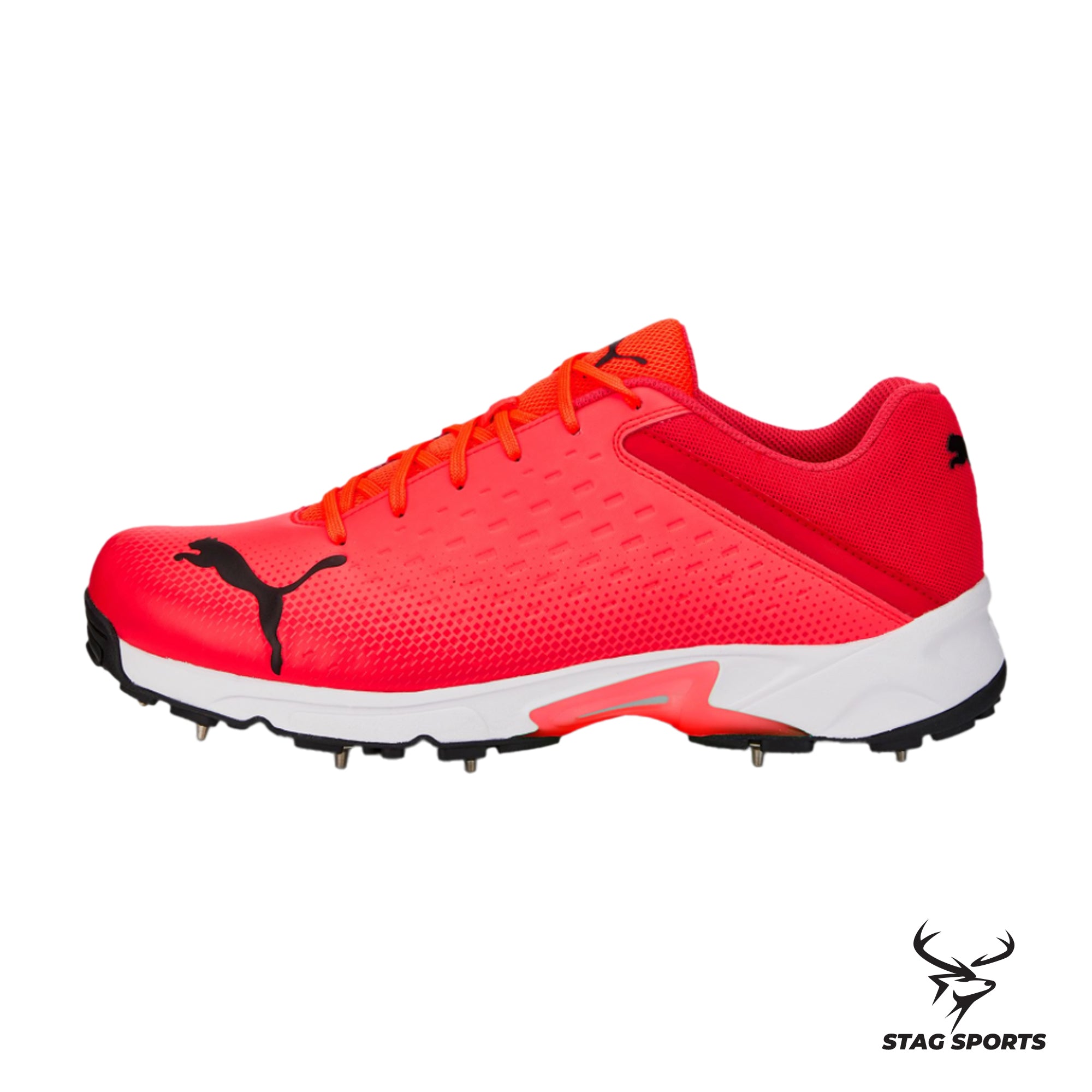 PUMA Spike 22.2 Fiery Coral-Puma Black-Poppy Red Cricket Shoes