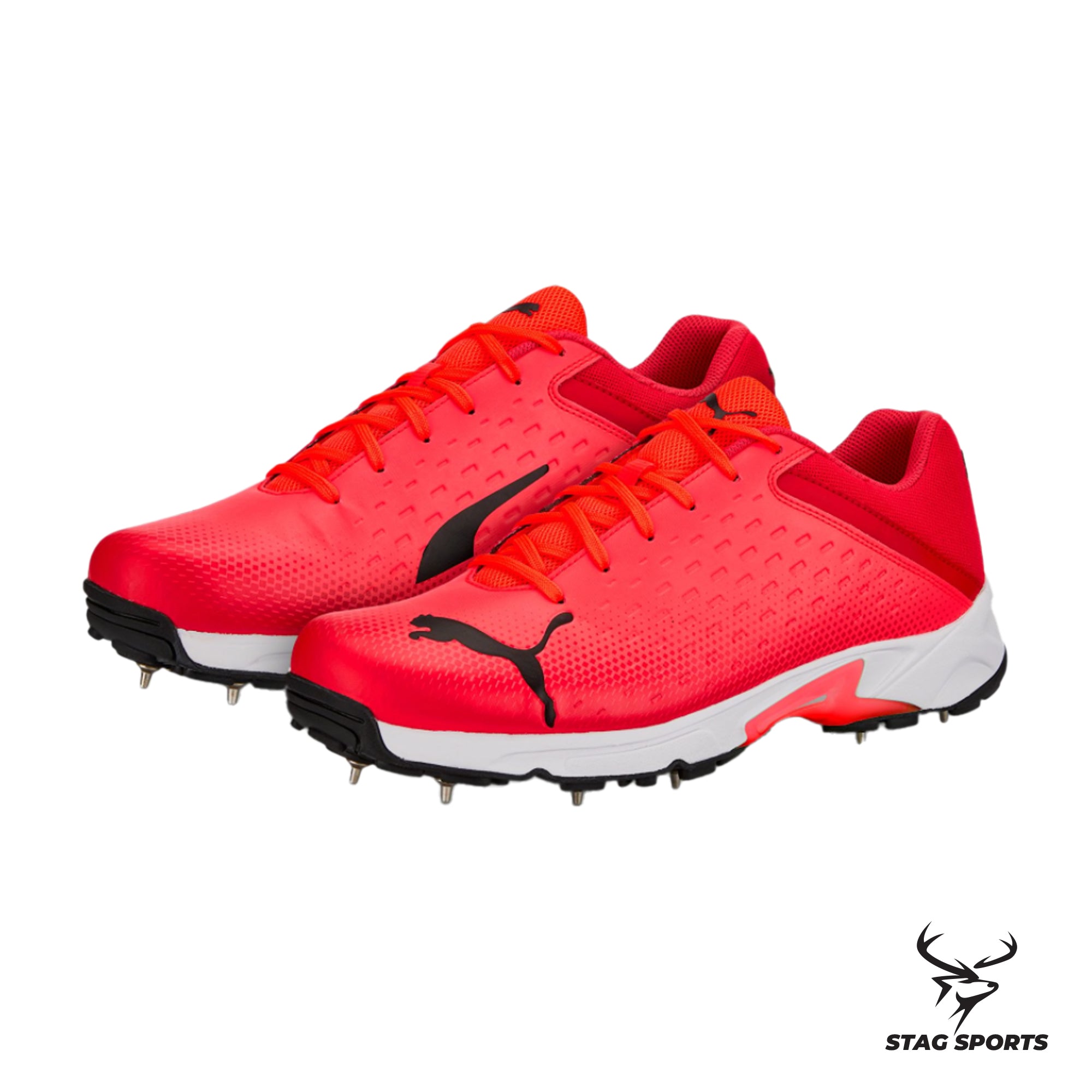 PUMA Spike 22.2 Fiery Coral-Puma Black-Poppy Red Cricket Shoes