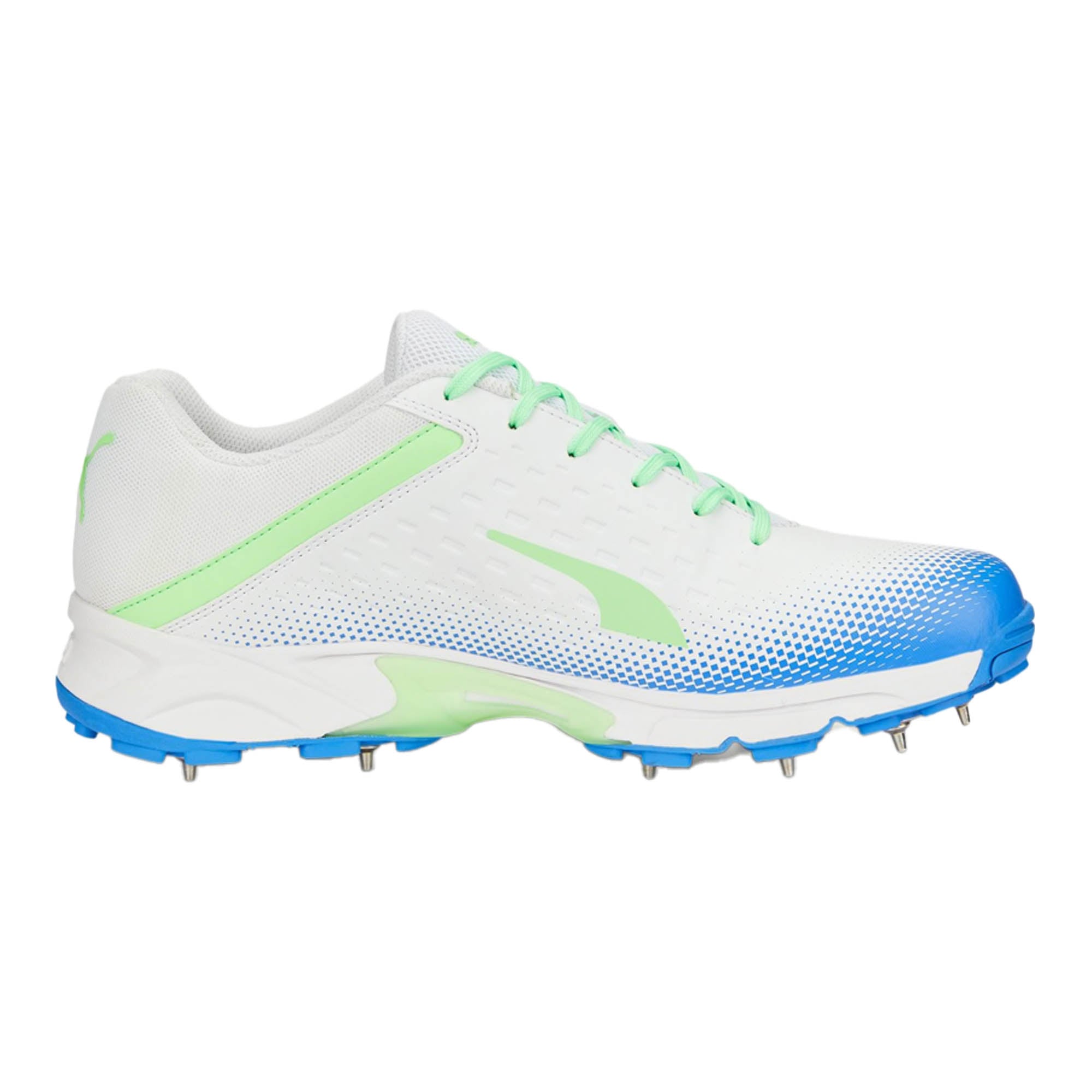 PUMA Spike 22.2 White-Elektro Green-Bluemazing Cricket Shoes